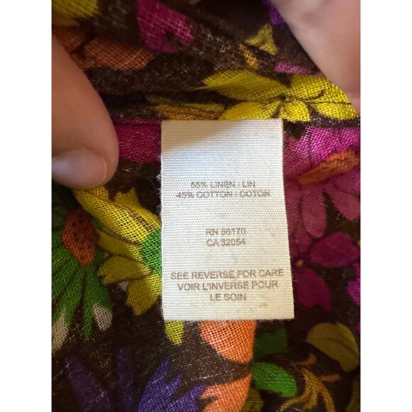 90s Free People Dress 2 Floral Halter Maxi Linen Cotton Festival Boho Summer - Picture 12 of 13